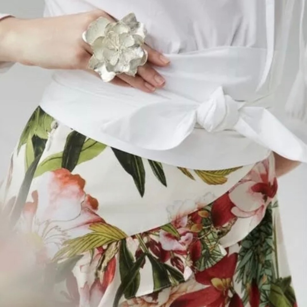 Josie Natori Silver Plated Brass Peony Ring O/S